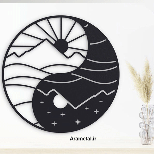 دیوار کوب فلزی طرح کوه و خورشید کد 2120