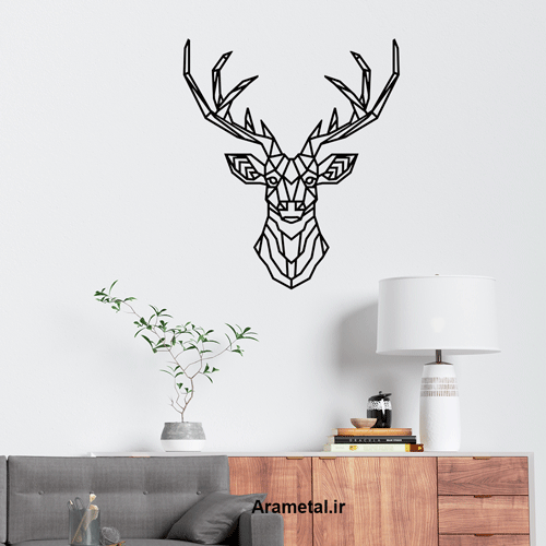 دیوار کوب فلزی طرح گوزن هندسی تمام رخ کد 2136