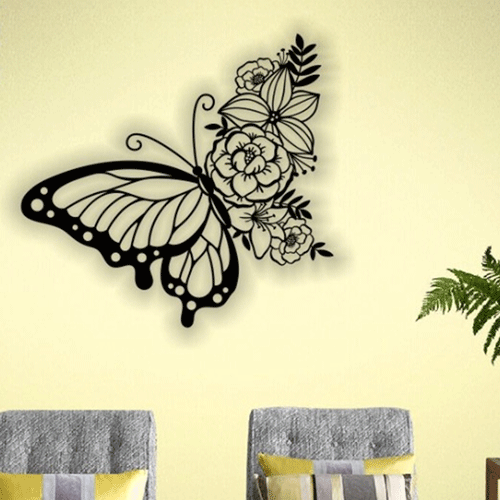 دیوارکوب فلزی طرح پروانه و گل کد 2140