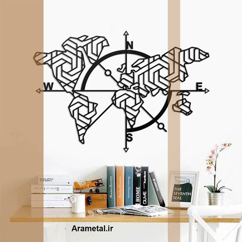 دیوار کوب فلزی طرح نقشه جهان کد 2146