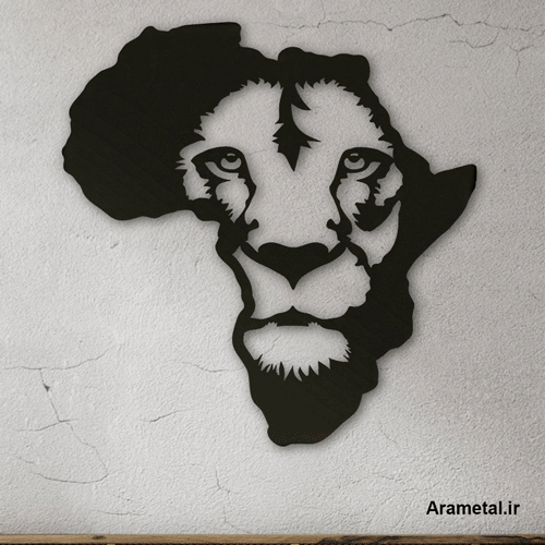 دیوار کوب فلزی نقشه جهان طرح شیر کد 2148