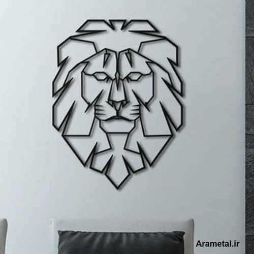 دیوار کوب فلزی شیر هندسی تمام رخ کد 2149