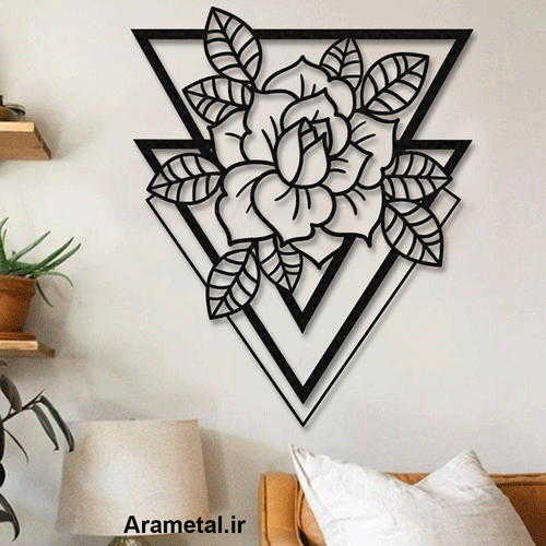 دیوار کوب فلزی طرح گل رز مثلثی کد 2156