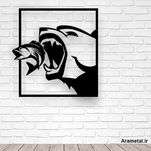 دیوار کوب فلزی نهنگ و ماهی کد 2162