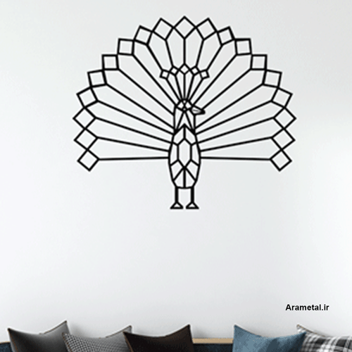 دیوارکوب فلزی طاووس هندسی کد 2173