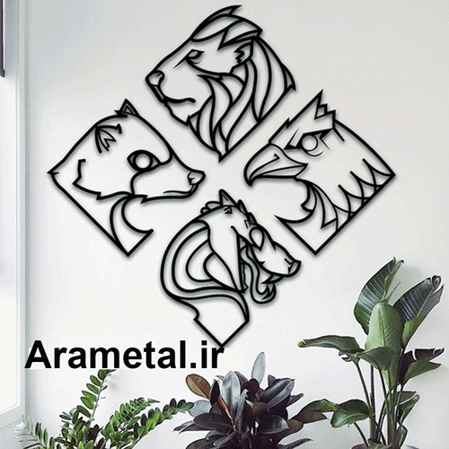 دیوار کوب فلزی مجموعه چهار عددی حیوانات کد 2196