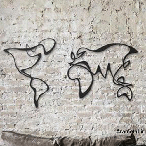 دیوار کوب فلزی نقشه جهان کد 2220