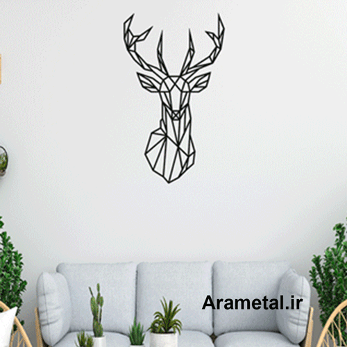 دیوار کوب فلزی چهره گوزن هندسی کد 2056