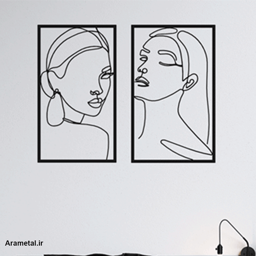 دیوار کوب فلزی مجموعه دو عددی چهره دختر کد 2070