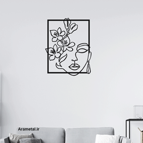دیوار کوب فلزی چهره دختر گل رز کد 2071