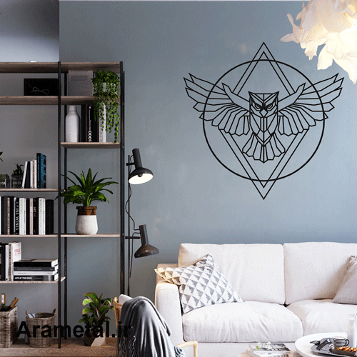 دیوار کوب فلزی جغد هندسی کد 2074