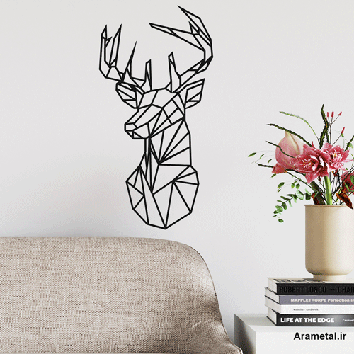 دیوار کوب فلزی چهره گوزن هندسی کد 2075