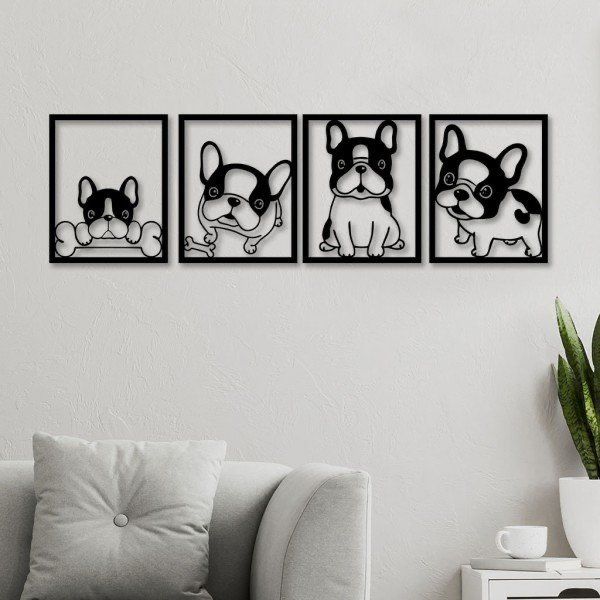 دیوار کوب فلزی مجموعه چهار عددی سگ ها کد 2080