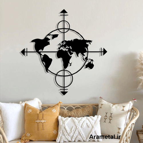 دیوارکوب فلزی نقشه جهان کد 2090