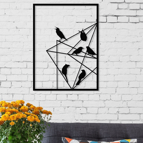 دیوار کوب فلزی هندسی مجموعه پرنده ها کد 2098