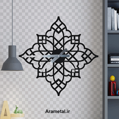 ساعت دیواری فلزی گل هندسی کد 9002