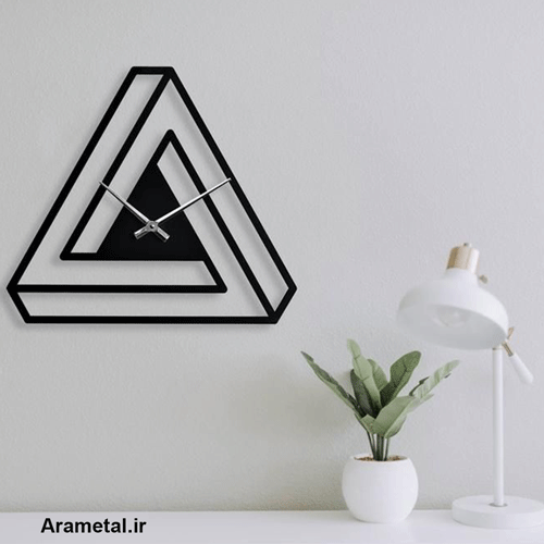 ساعت دیواری فلزی مثلث هندسی کد 9005