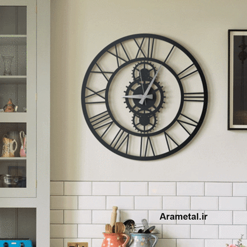 ساعت دیواری فلزی مدل چرخ دنده کد 9008