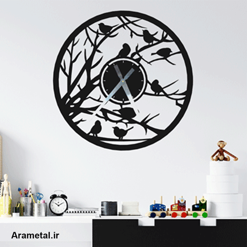 ساعت دیواری فلزی طرح پرنده کد 9012