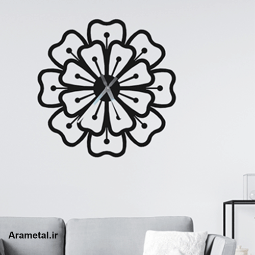 ساعت دیواری فلزی طرح گل کد 9018