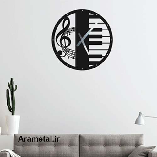 ساعت دیواری فلزی نت موسیقی کد 9022