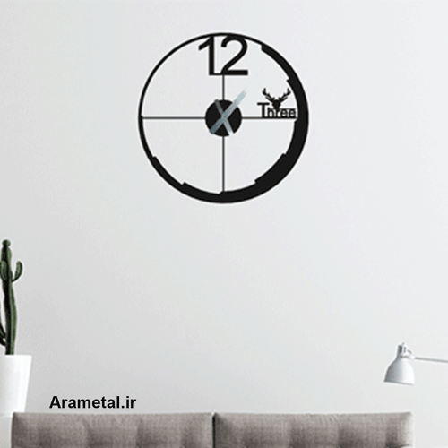 ساعت دیواری فلزی طرح گوزن کد 9024