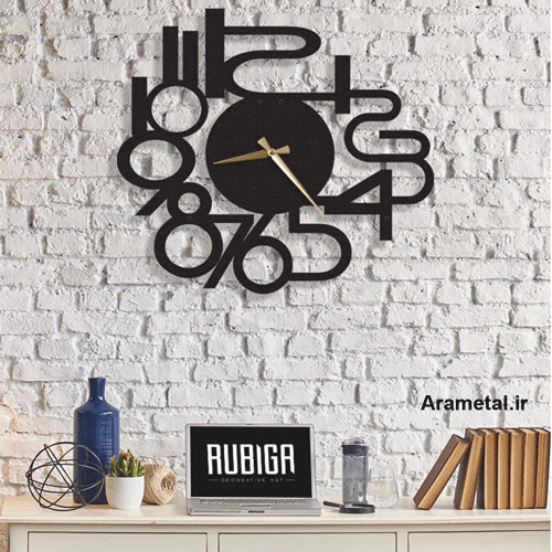 ساعت دیواری فلزی طرح اعداد لاتین کد 9026