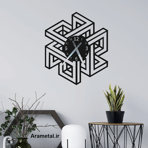 ساعت دیواری فلزی هندسی کد 9017