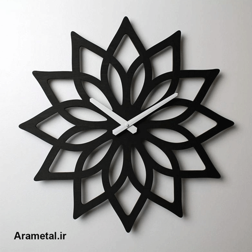 ساعت دیواری فلزی گل و خورشید هندسی کد 9003